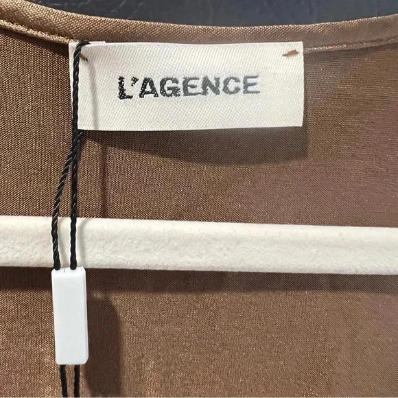 NWT L’AGENCE Allia Tank Wrap Dress Brown Metallic Size Small - Picture 7 of 8